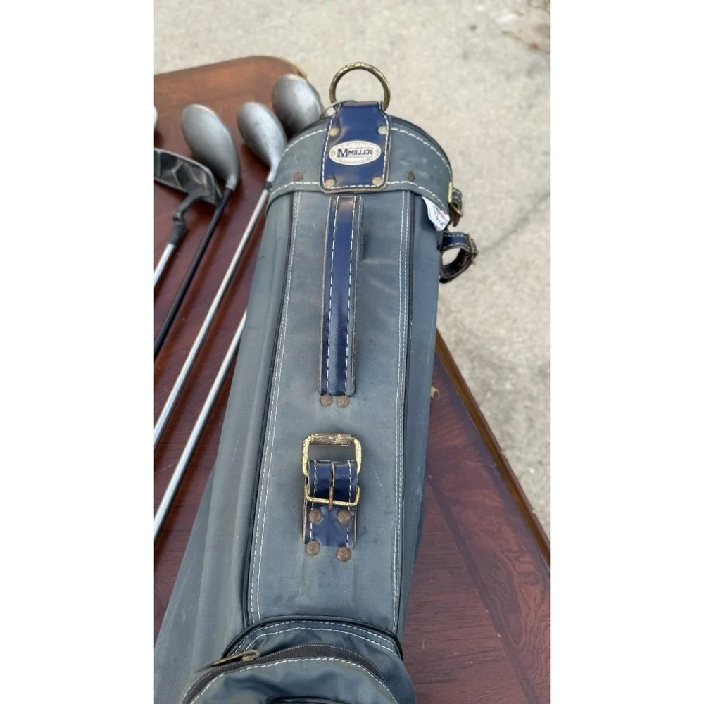 13 Golf Clubs Assorted Vintage Ron‎ Miller Pro Golf Bag 3-way Made In USA,